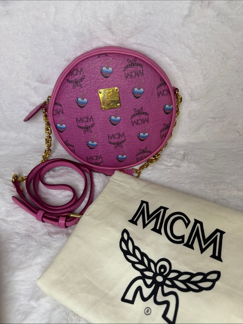 MCM Rare Sweet Pink Tambourine Crossbody Bag
